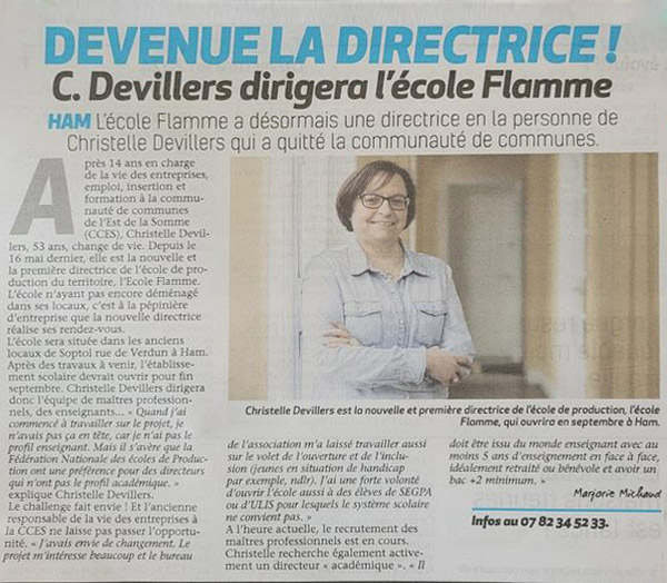 C.Devilliers dirigera l'école Flamme